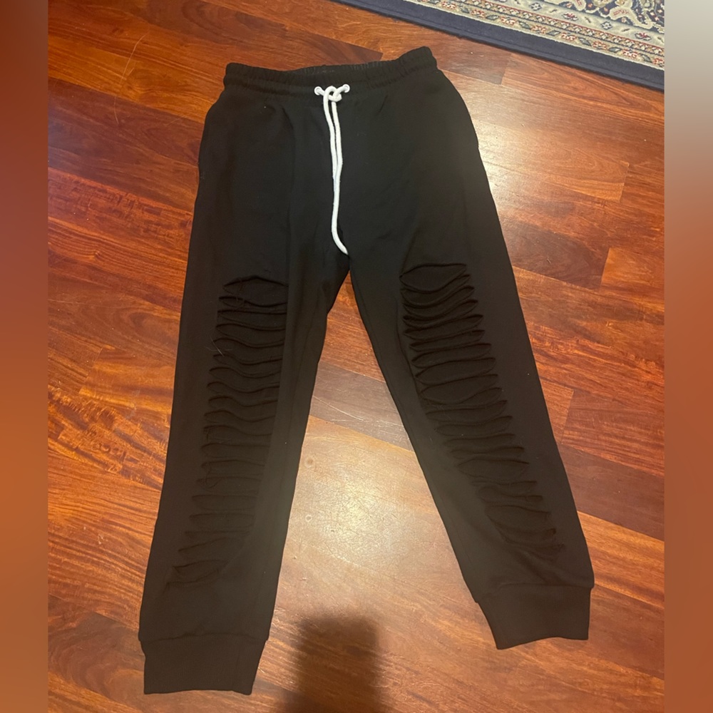 Ripped black jogger size small